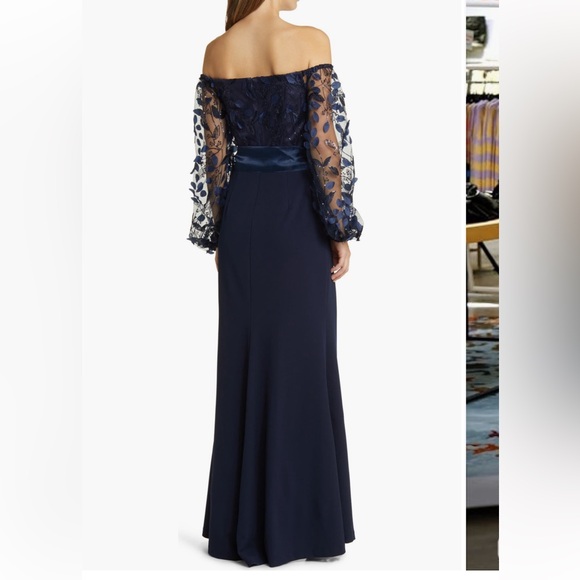 Eliza J  Floating Petals Long Sleeve Off The Shoulder Gown size 12/14 - Picture 8 of 9